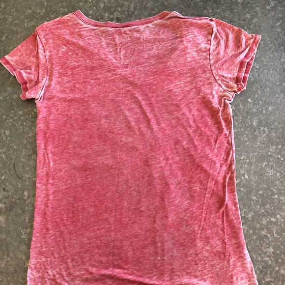 Disney’s Mickey on a v-neck tee shirt. Faded distressed Red. SZ L - Picture 3 of 3